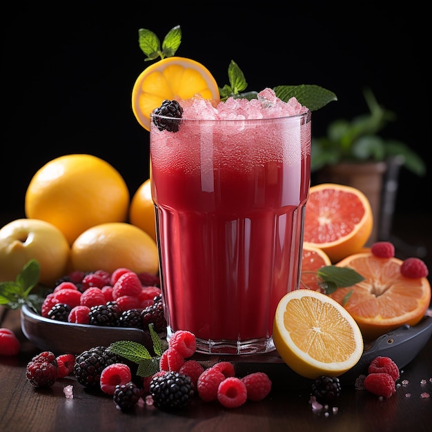 copo com suco de frutas frescas