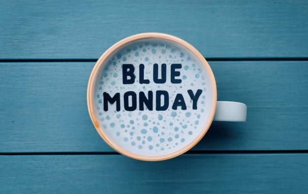 Copo de café Blue Monay com design de tipografia