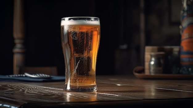 Copo de cerveja fresca e gelada AI Generate