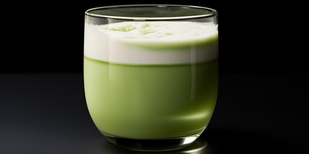 Copo de comida asiática japonesa gerada por IA, matcha latte art, em fundo simples