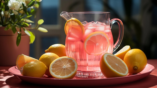 Foto copo de limonada na mesa