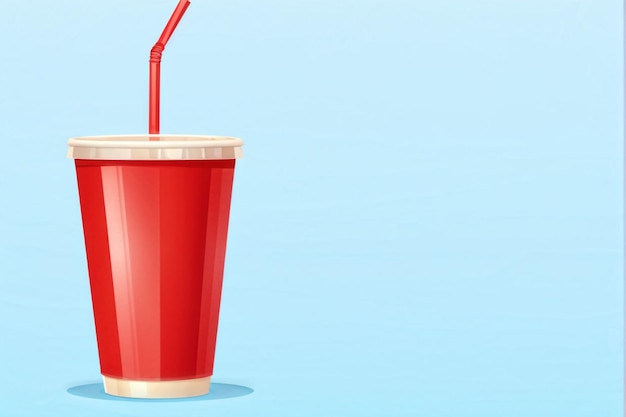 Copo de papel realista em 3D com copo de palha para café com suco de refrigerante