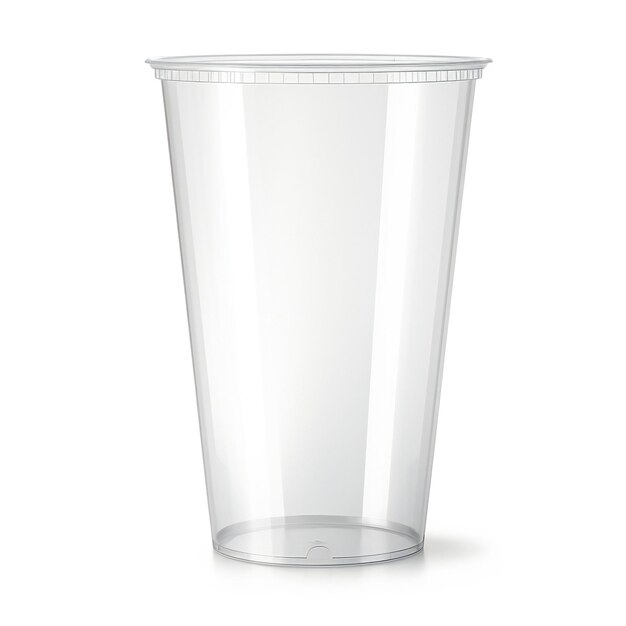 Foto copo de plástico sobre um fundo branco