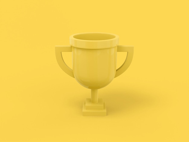 Copo de prêmio de cor única amarela em fundo monocromático amarelo Objeto de design minimalista ícone de renderização 3d elemento de interface ui ux