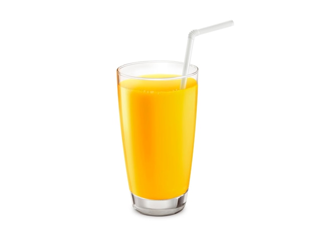 Copo de suco de laranja isolado no fundo branco