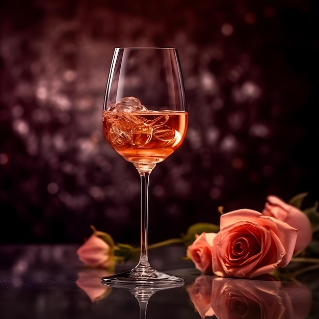 Copo de vinho rosé e rosé