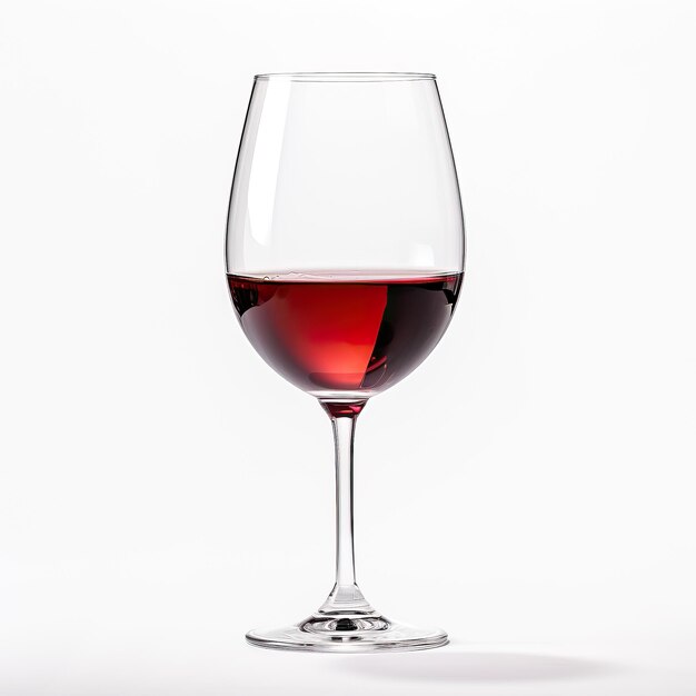 Copo de vinho vermelho vista lateral isolado em um fundo branco