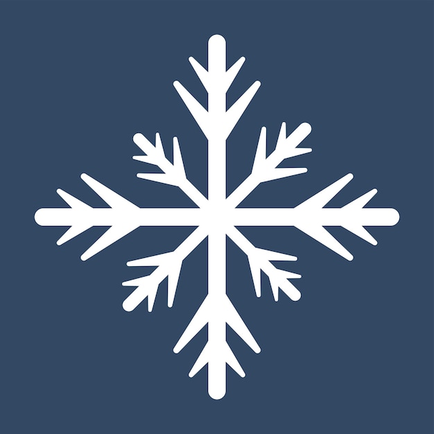 Un copo de nieve de estrella blanca para la primavera y el concepto de nieve de invierno en un fondo azul oscuro aislado