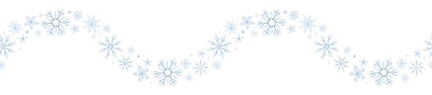 Copo de nieve Estrellas de nieve Borde sin costuras Ilustración acuarela