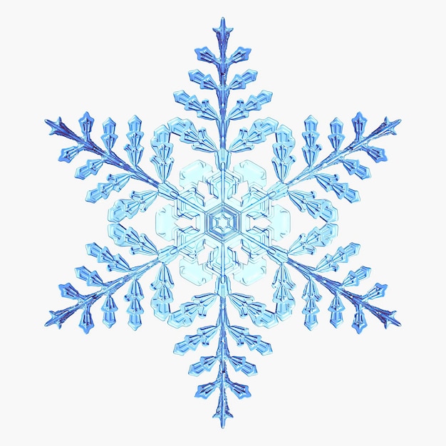 un copo de nieve que tiene una flor azul en él