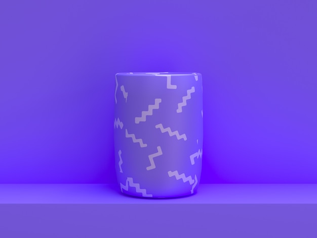 copo roxo parede renderização em 3d