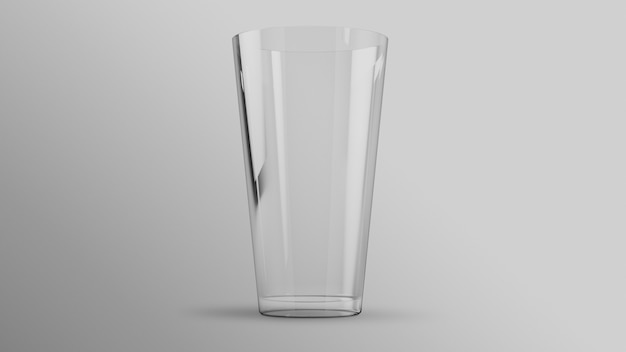 Copo transparente de água com maquete de renderização em 3D