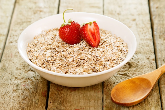 Copos de avena y fresas