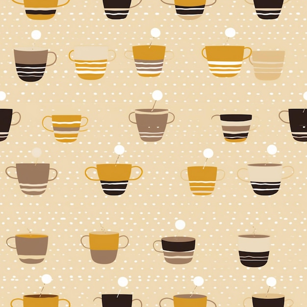 Foto copos de café com um padrão de ovos em um fundo bege.