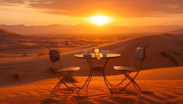 Foto copos de chá sobre a mesa relaxando o humor chá no deserto