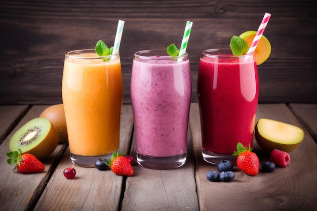 Copos de smoothies frescos Gerar Ai