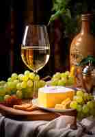 Foto copos de vinho branco com uvas ao lado