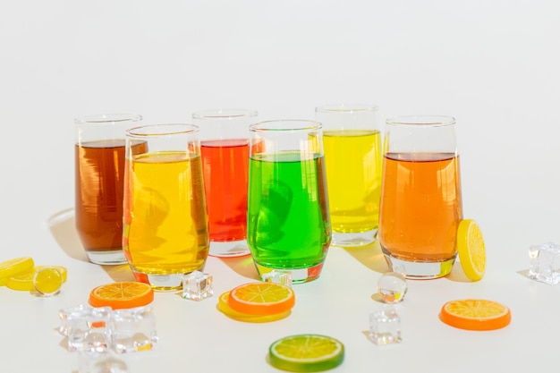 Copos de xarope coloridos adicionando diversão à sua experiência de refresco