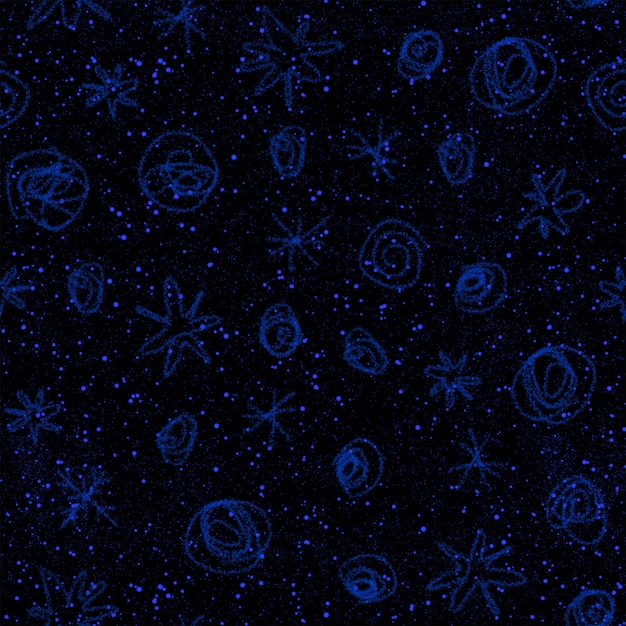 Copos de nieve azules dibujados a mano Navidad de patrones sin fisuras