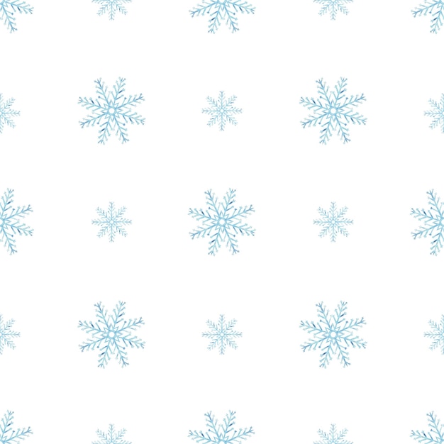 copos de nieve azules patrón sin costuras dibujado a mano acuarela ilustración estrellas de hielo para