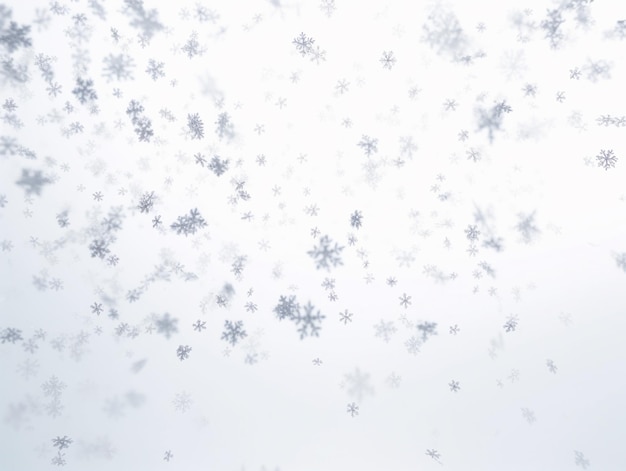 Foto copos de nieve cayendo del cielo en un ai generativo de fondo blanco