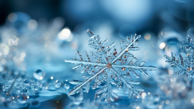 Los copos de nieve en detalle Los cristales de nieve de primer plano