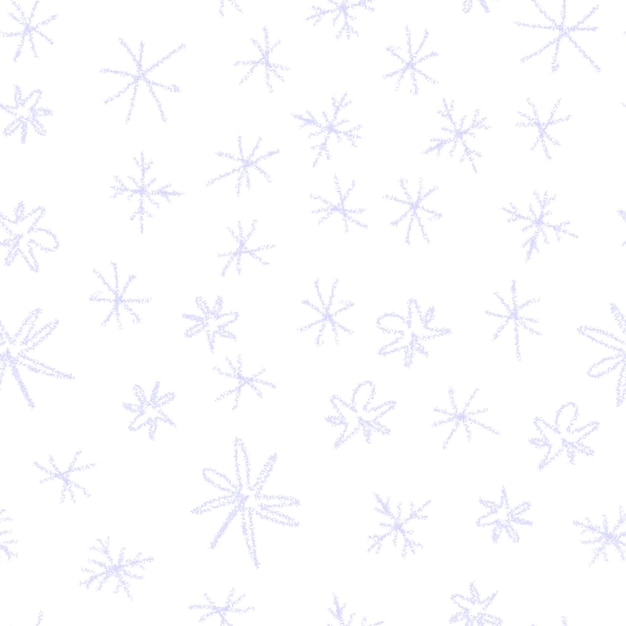 Copos de nieve dibujados a mano Navidad de patrones sin fisuras. Sutiles copos de nieve voladores sobre fondo de copos de nieve de tiza. Superposición de nieve dibujada a mano con tiza seductora. Eminente decoración de temporada navideña.