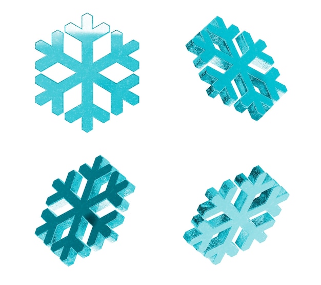 Copos de nieve de hielo sobre un fondo blanco.