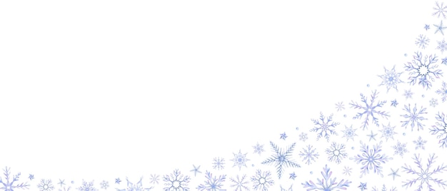 Copos de nieve Marco de acuarela Fondo de invierno decorativo con copos de nieve estrellas de nieve