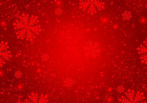 copos de nieve de Navidad en un fondo rojo con espacio para su texto