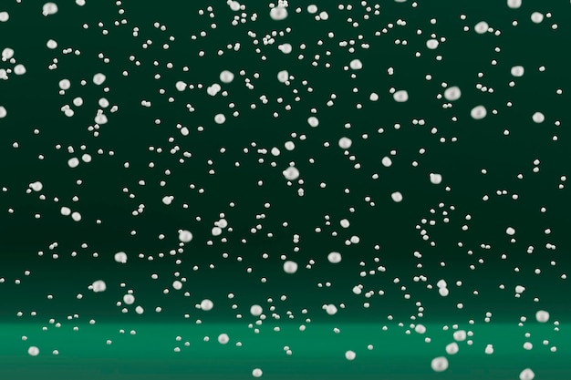 Copos de nieve siguiendo sobre fondo verde renderizado 3d