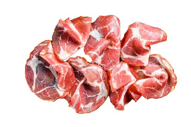 Foto coppa capocollo capicollo carne isolada no fundo branco