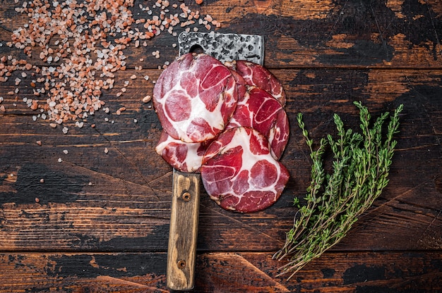 Coppa, Capocollo, Capicollo Jamón curado en cuchillo de carnicero