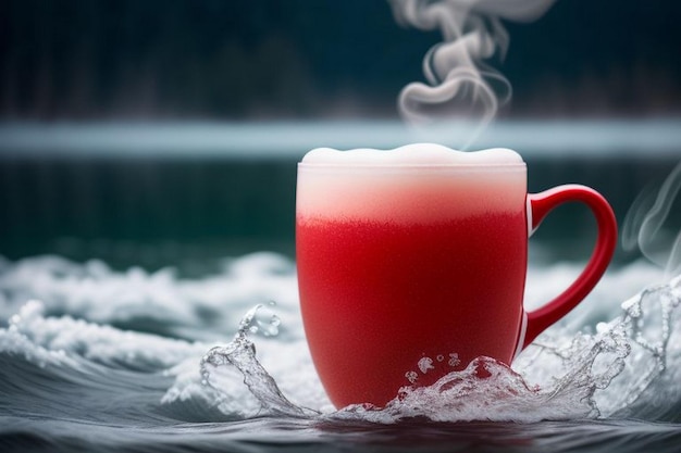 Foto coppa de bebida para o pequeno-almoço nas mãos dos amantes foco seletivo