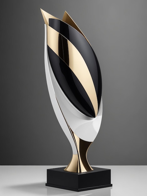 Coppa de troféu dourado design espacial iluminação linear fundo renderização 3D