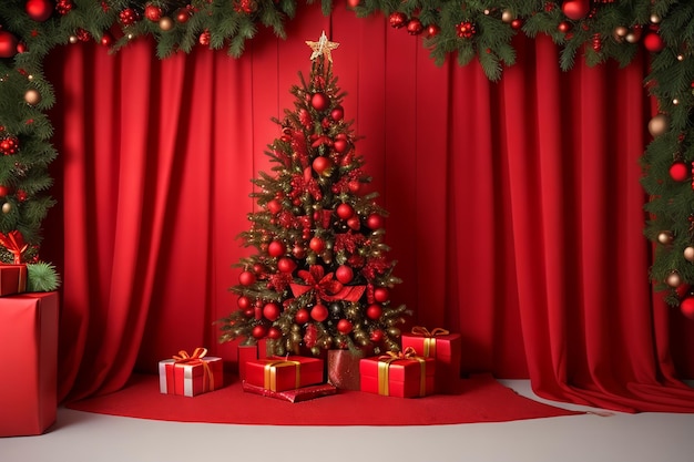 Copyspace Navidad en el interior con fondo rojo