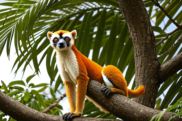 El Coquerel Sifaka en su entorno natural en un parque nacional de la isla de Madagascar.