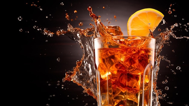 coquetel alcoólico com laranja e gelo
