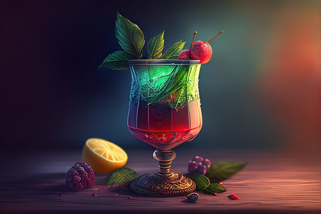 Coquetel alcoólico da moda com ingredientes coloridos Generative AI