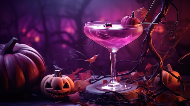 Coquetel de Halloween grande lua violeta fundo de venda