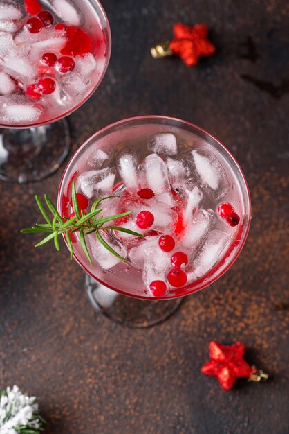 Coquetel de margarita de cranberry. bebida de natal