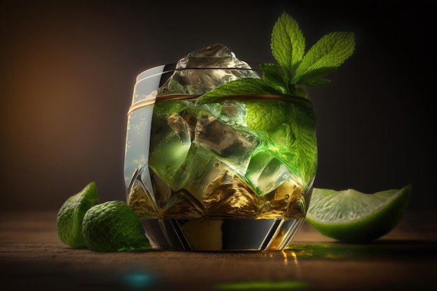 Coquetel de mojito verde Ilustração Generative AI