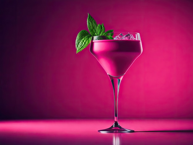 Coquetel de verão alcoólico daiquiri rosa em um fundo rosa moderno generativo ai