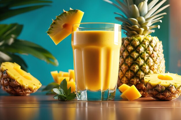 coquetel de verão fresco Ananás Mango Coco Smoothie bebida