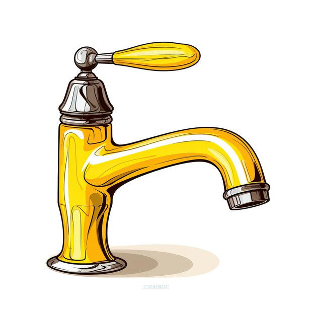 Foto cor amarela faucet desenhado à mão vetor fundo branco é