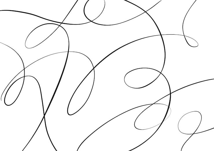 Foto cor branca de fundo de arte abstrata com linhas pretas de redemoinho onduladas pano de fundo com fita fluida curva padrão de onda design gráfico moderno com elemento futurista