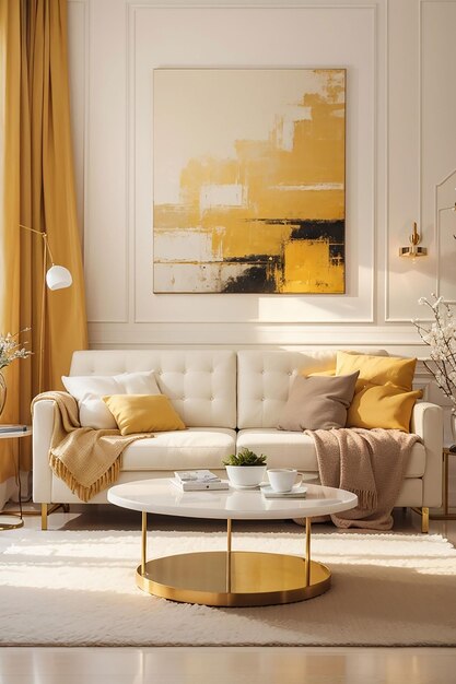 Cor branca Design interior moderno da sala de estar
