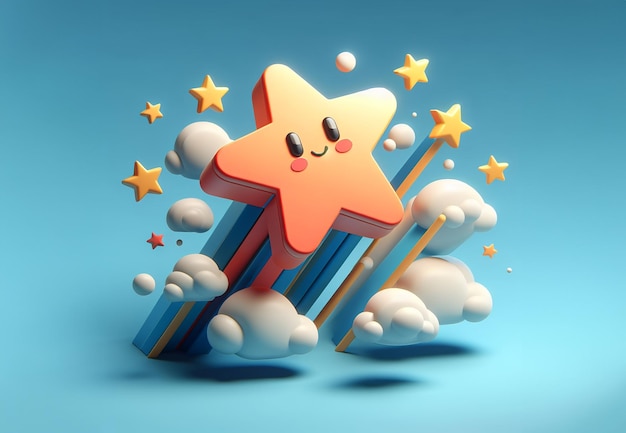 Foto cor brincalhão de estrela voadora ícone 3d