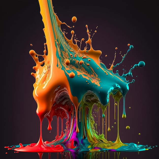Cor colorida gota de água explosão cogumelo pingando respingo de tinta Ai gerado