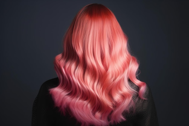 Cor de cabelo ombré desvanecendo-se para rosa vista traseira IA generativa